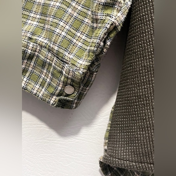 Quizz Green Plaid Button-Up Shirt Jacket 100% cotton size 20 - Picture 5 of 9